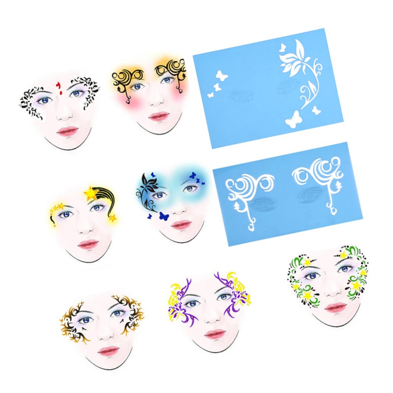 Reusable Face Paint Stencil 7-Style Set - Durable Quick Application Body Painting Template for Face And Body Art - Image 1