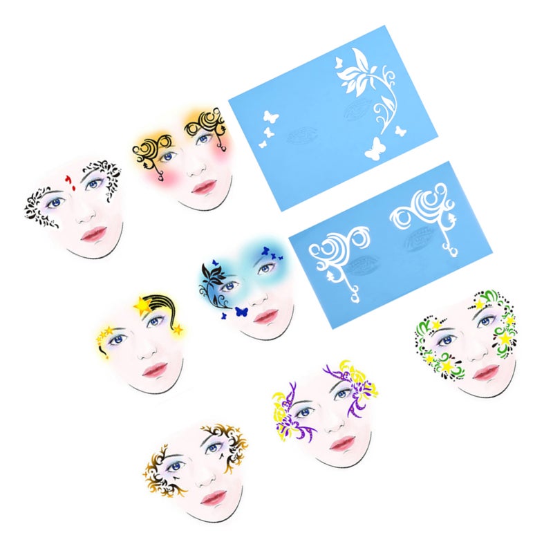 Reusable Face Paint Stencil 7-Style Set - Durable Quick Application Body Painting Template for Face And Body Art - Image 2