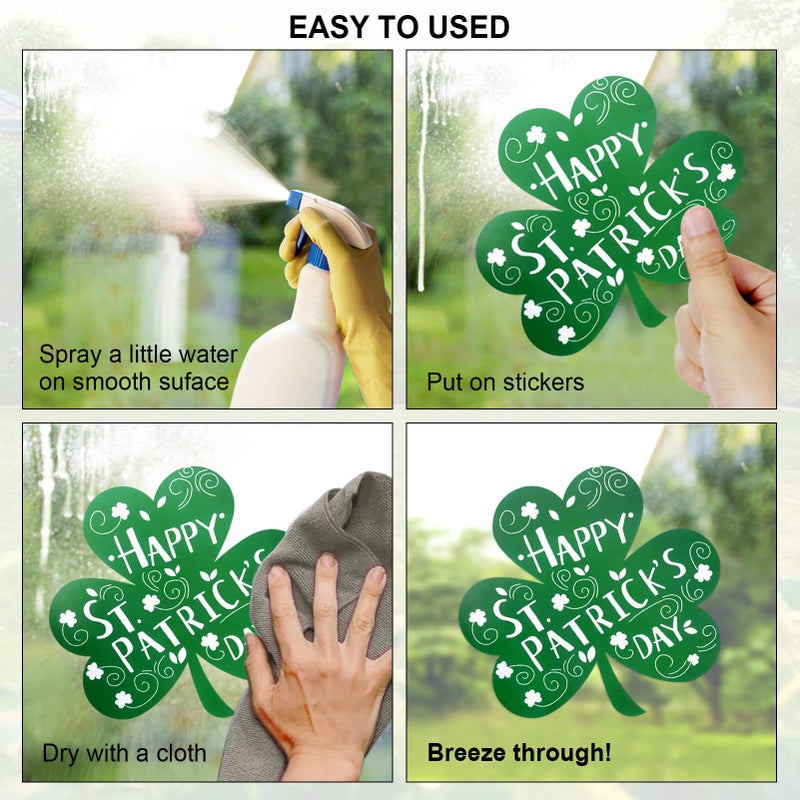 Hongsome St Patricks Day Window Clings Decorations,109 PCS Reusable Static Spring Shamrock Stickers for Glass Windows Door Wall Irish Saint Patricks Day Holiday St Pattys Decor (Green) - Image 3
