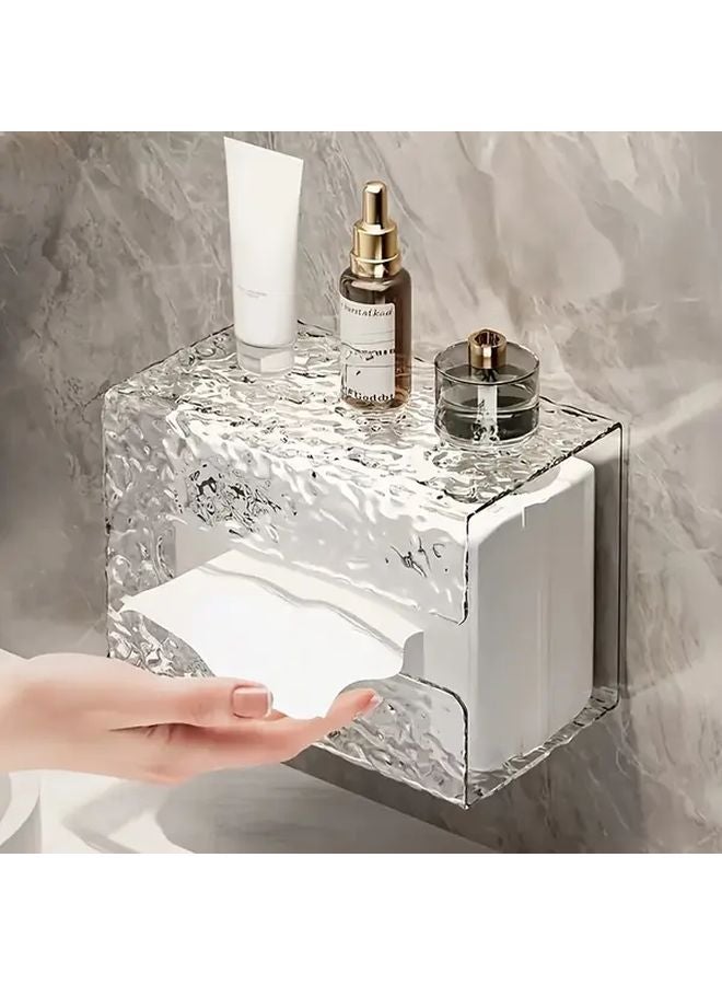 No Drill Wall Mounted Paper Towel Holder Modern Glacier Design Tissue Box - Image 3
