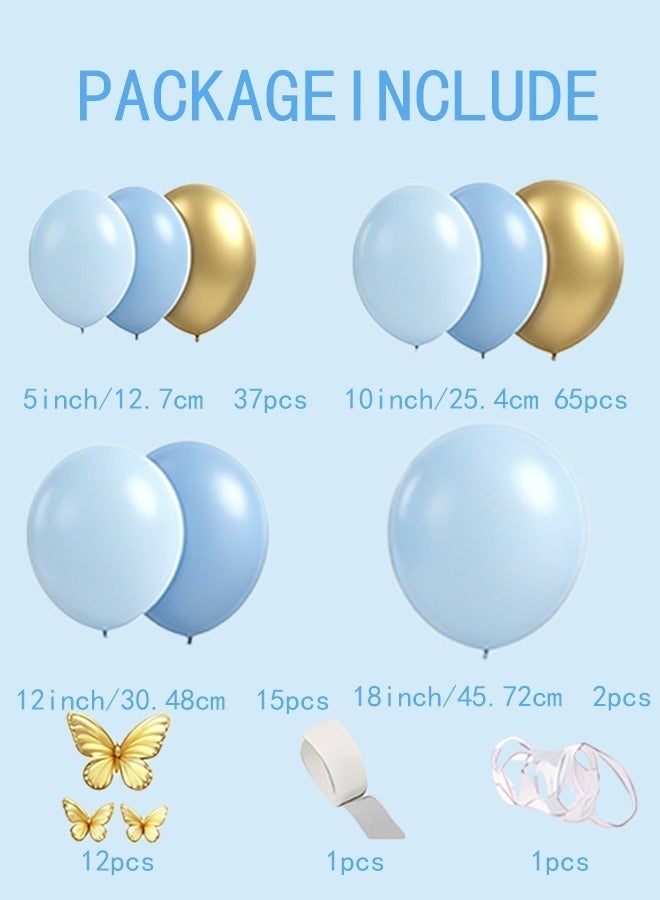 Nestvel Blue & Gold Butterfly Balloon Garland Kit | 133pcs Premium Party DecorElegant Latex Balloons with Butterfly Stickers for Birthdays, Weddings, Baby Showers & Luxury Celebrations - Image 4