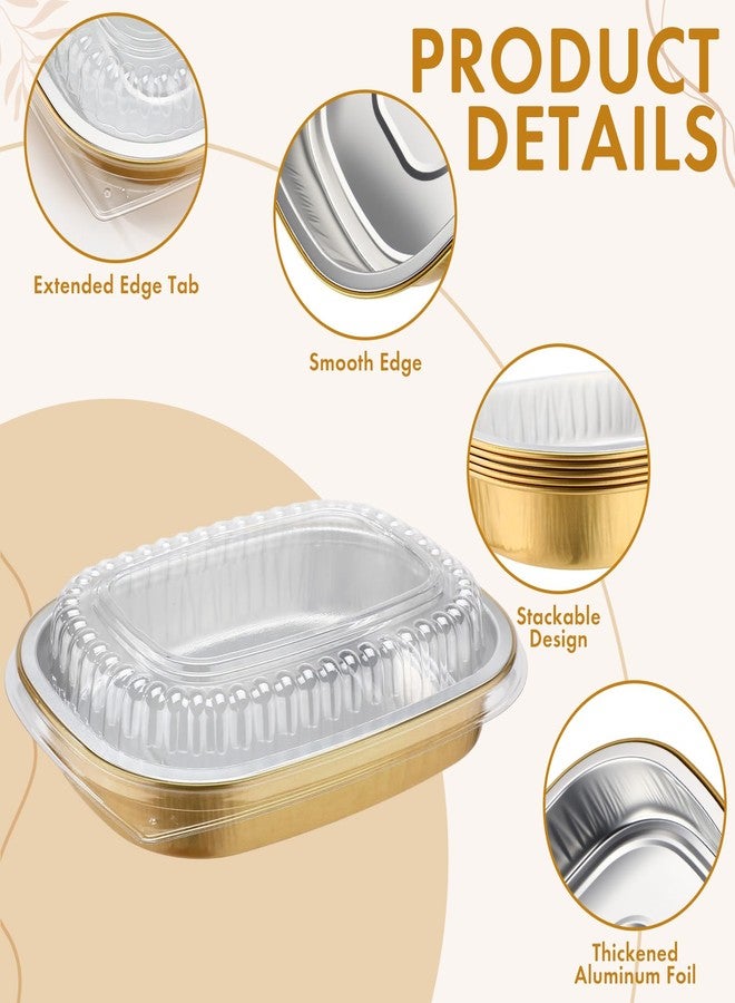LemonRoad 50 Pack Aluminum Foil Pans with Lids 25oz Heavy Duty Disposable Food Containers Thick Aluminum Foil Baking Pan for Heating Cooking Meal Prep Storage Freezer and Takeout(Gold) - Image 3