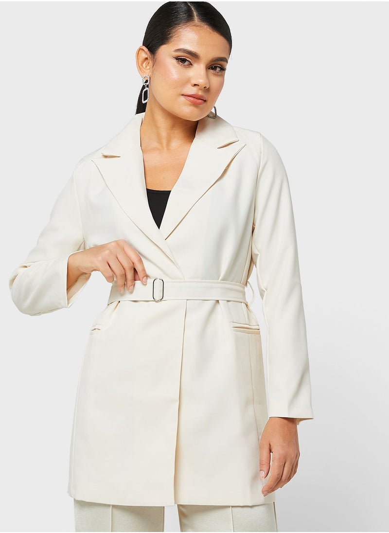 ELLA - Longline Blazer With Waist Tie - Image 1