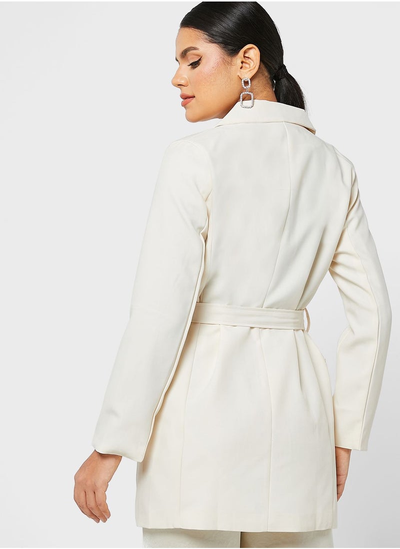 ELLA - Longline Blazer With Waist Tie - Image 1