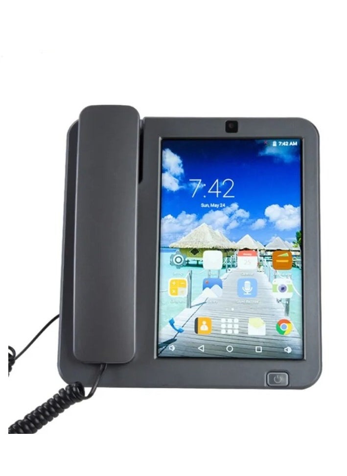 ماركة غير محددة - هاتف ثابت 3g 4g بطاقة Sim هاتف ثابت ذكي شاشة تعمل باللمس هاتف مكالمة فيديو مع تسجيل واي فاي للهواتف الأرضية والأعمال المنزلية 20 × 21.8 × 5.4 سم - Image 1