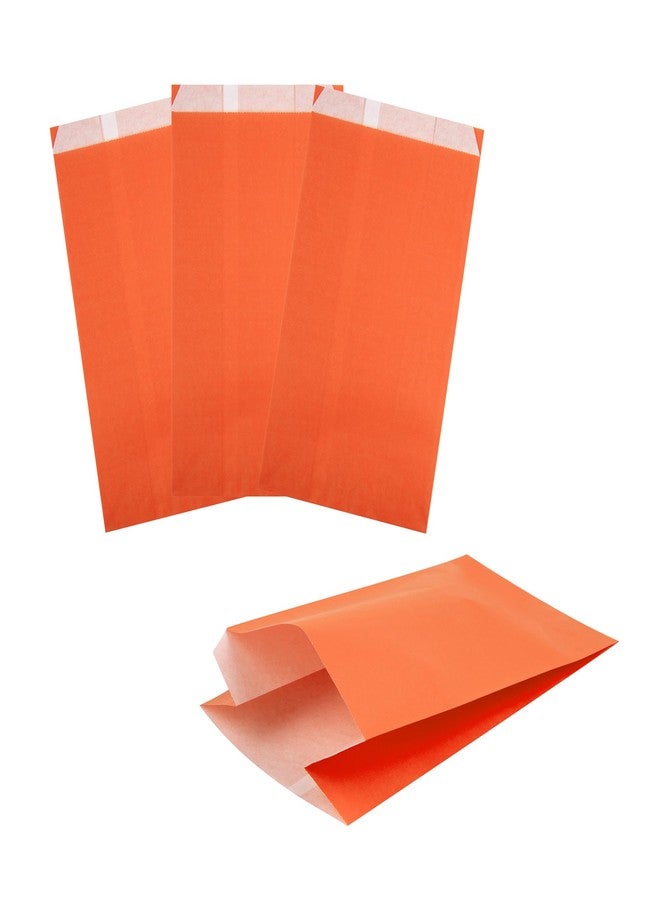 Restaurantware-Bag Tek 4.9 x 3 x 8.7 Inch Paper Bags For Snacks, 100 Durable French Fry Bags - Disposable, Greaseproof, Orange Snack Bags, For Popcorn, Cookies, Or Fries- Restaurantware - Image 1