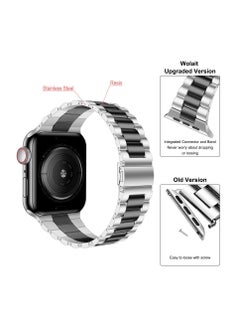 Generic Straps Compatible with Apple Watch Strap 49mm 45mm 44mm 42mm Premium Stainless Steel Metal Replacement Strap for Apple Watch Ultra Series 8 7 (45mm) SE Series 6 5 4 (44mm) 3 2 1 (42mm) Silver/Black  - Image 4