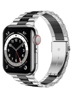 Straps Compatible with Apple Watch Strap 49mm 45mm 44mm 42mm Premium Stainless Steel Metal Replacement Strap for Apple Watch Ultra Series 8 7 (45mm) SE Series 6 5 4 (44mm) 3 2 1 (42mm) Silver/Black