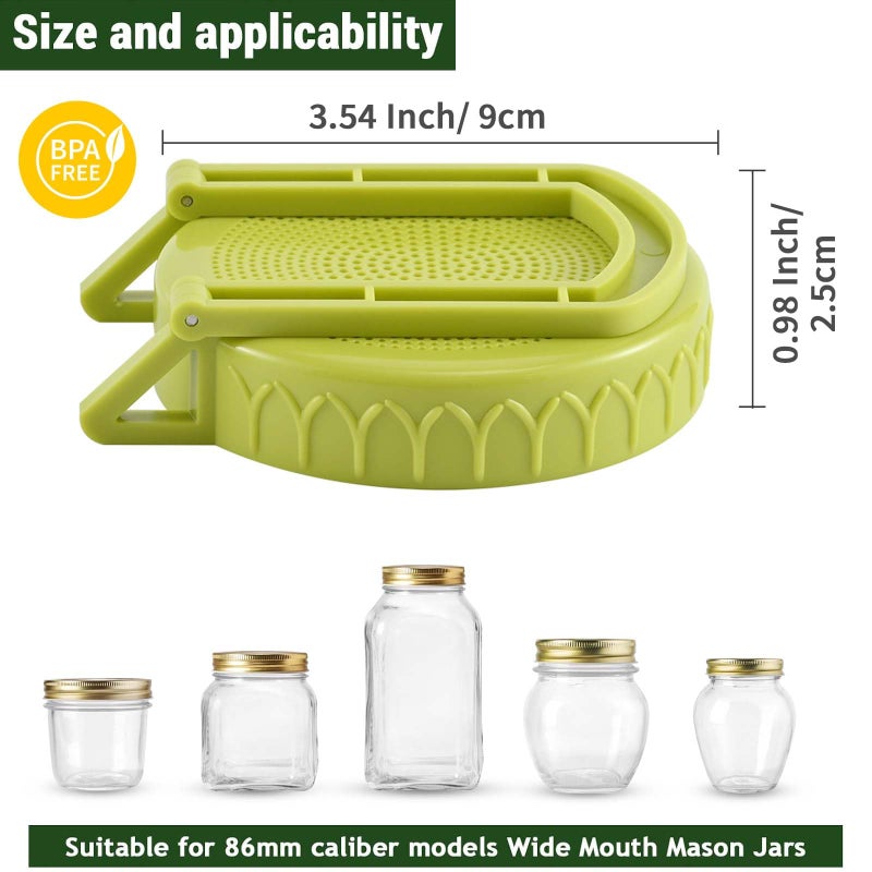 Happyiren Sprouting Kit for Wide Mouth Mason Jars, 2-Pack BPA-Free One-Piece Sprouting Lids with Built-In Stand, Seed Germination Jar Sprouter Lid, Fits Wide Mouth Jars (3.38"/86mm) - Image 2
