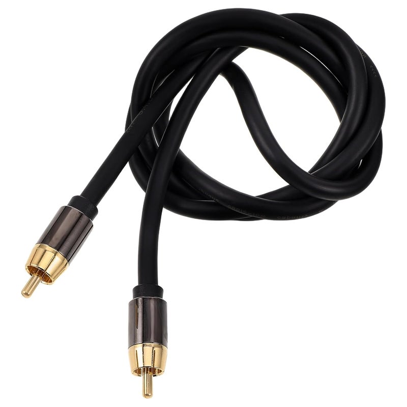 Operitacx Coaxial Digital Audio Cable RCA Av Cord 1 Meter Aluminum Alloy Shell Black Gold for Home Audio Equipment and DVD Amplifier Subwoofer - Image 1