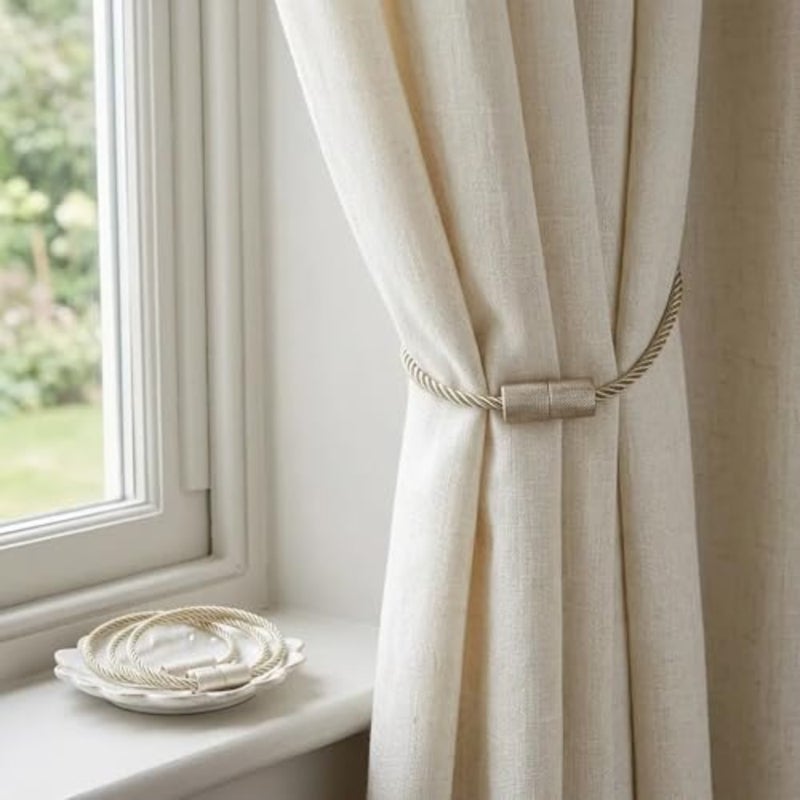 4 Pack Magnetic Curtain Tiebacks Rope Curtain Holders for Drapes, Modern Decorative Tie Backs for Living Room, Bedroom and Office - Image 5