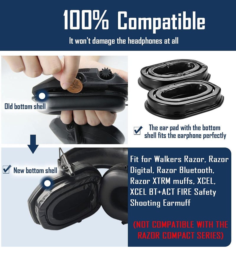 PROHEAR وسادات أذن جل PROHEAR GEP03 عبوة من 2 لسمّاعات ووكرز رايزر، أكواب أذن ناعمة بديلة مع قاعدة محكمة لعزل الضوضاء - Image 3