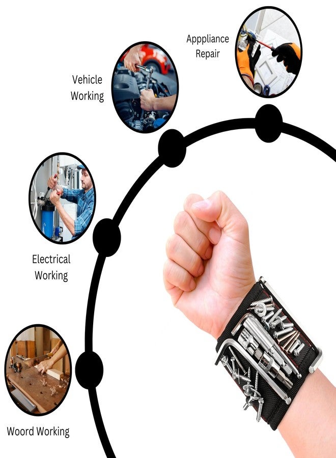 Ciana Magnetic Wristband For Holding Screw - With Strong Magnets, Made From Magnetic Polyester With Lightweight Powerful Magnets, Perfect Tool Birthday Gift For Men (Blue) - Image 5
