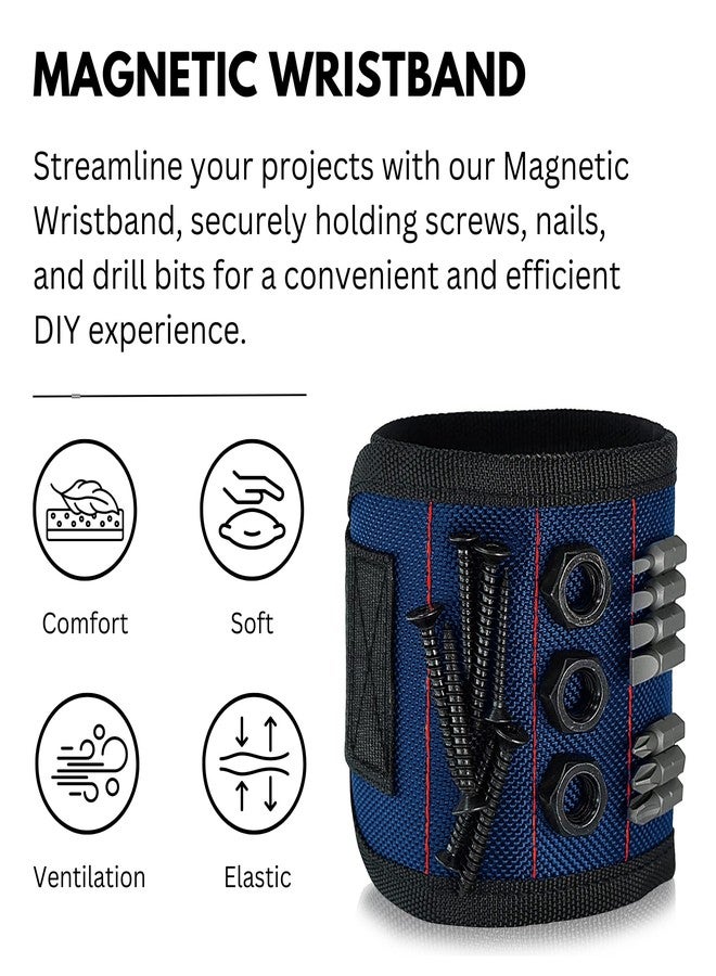 Ciana Magnetic Wristband For Holding Screw - With Strong Magnets, Made From Magnetic Polyester With Lightweight Powerful Magnets, Perfect Tool Birthday Gift For Men (Blue) - Image 2