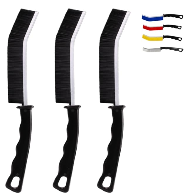 POPGIO Crevice Cleaning Brush Cleaning Tools Cleaning Supplies Grout Brush Scrub Brush Toilet Brush for Household Use for Cleaning Bathroom Kitchen 3 Pcs (Black) - Image 1