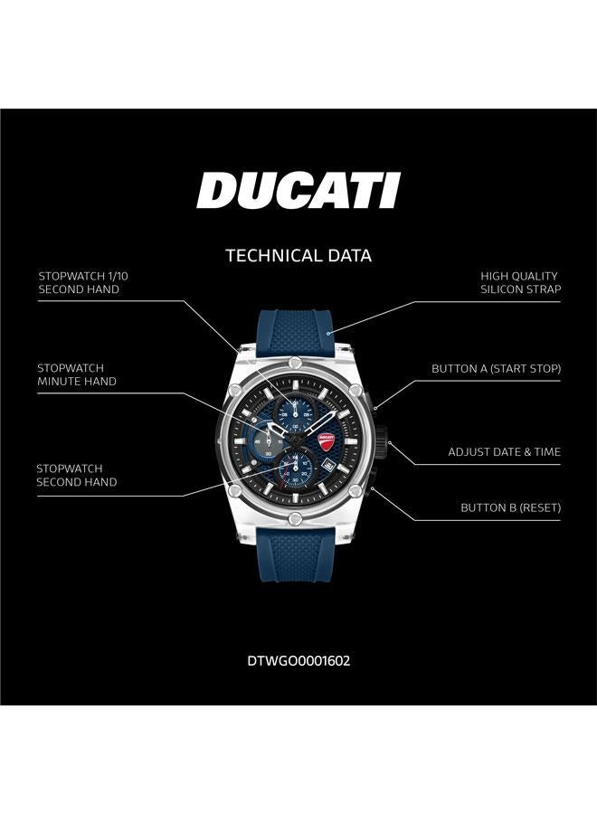Ducati DT010 Blue Dial Blue Silicone Strap Chronograph Watch for Men - 56mm - Image 5