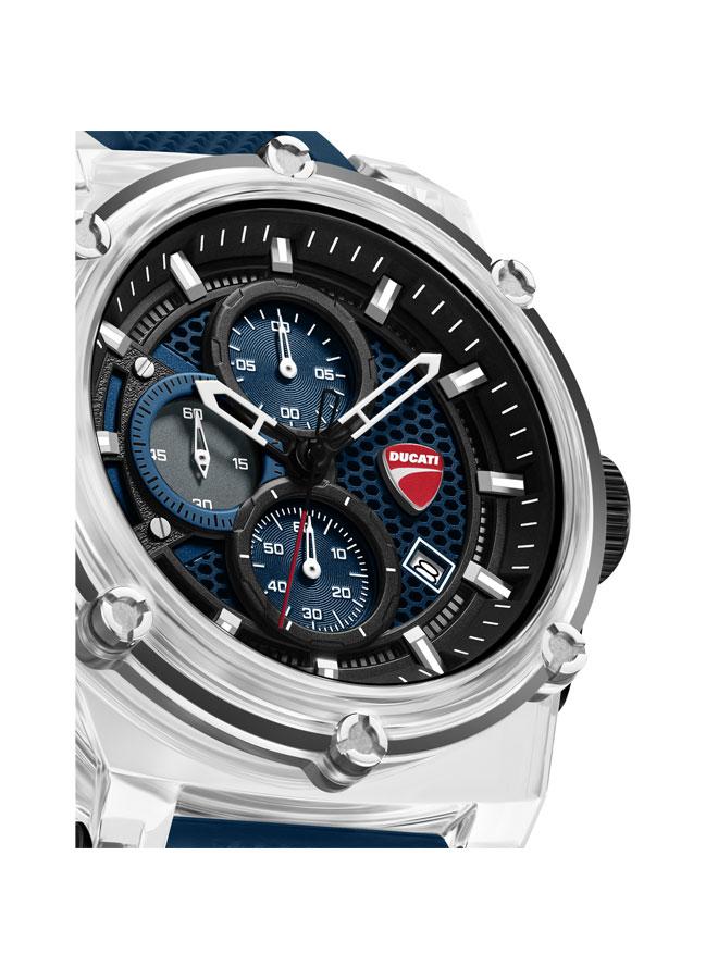Ducati DT010 Blue Dial Blue Silicone Strap Chronograph Watch for Men - 56mm - Image 4