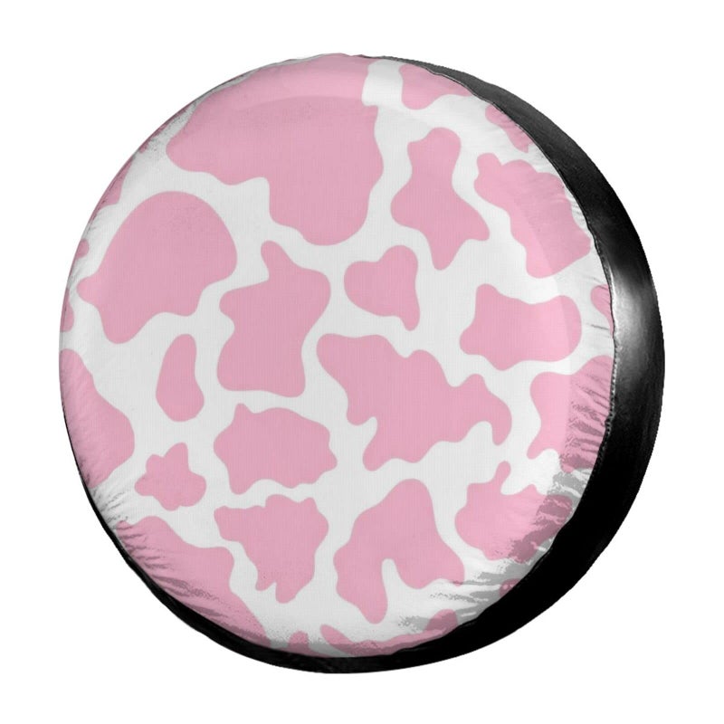 Foruidea Pink Cow Print Spare Tire Cover DustProof Wheel Tire Cover Fit Trailer RV SUV and Many Vehicle 17 Inch - Image 2