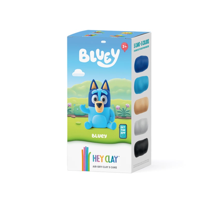 Hey Clay - Bluey & Friends Colorful modeling air-dry clay, 5 cans with fun interactive app for kids aged 3+ years. - Image 1