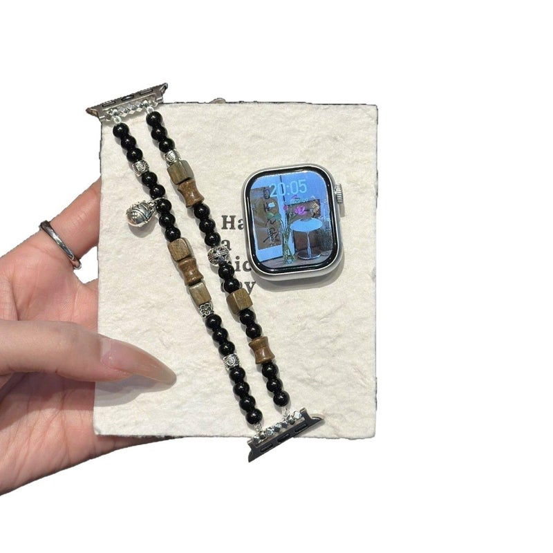 YZL سوار ساعة ذكية سوار راتنج متوافق مع Apple Watch بملاءمة قابلة للتعديل وحزام بديل للاستخدام اليومي باللون أسود قابل للتعديل 17cm - Image 5