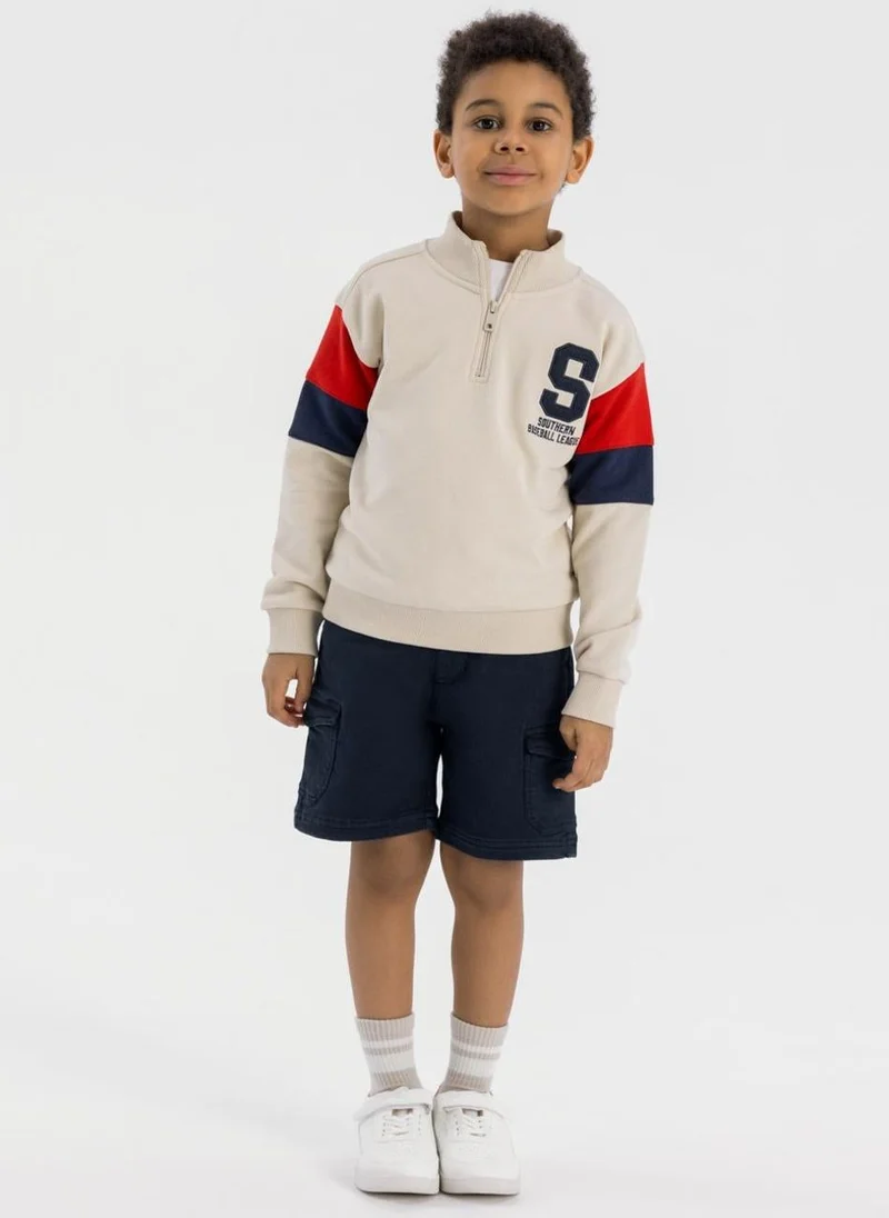 مينوتي سويت شيرت أطفال بسحاب ونقشة جامعية