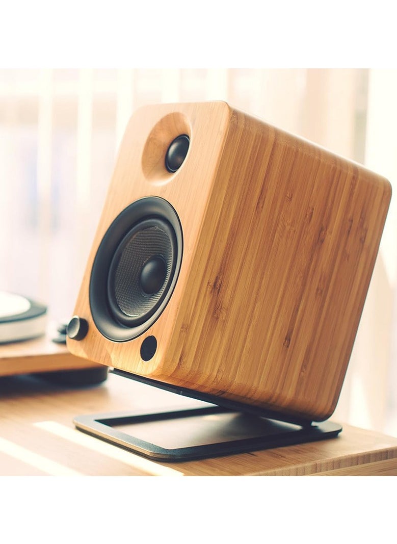 General - 2 Piece Set of Tilt 16° Angle Computer Speaker Stand Metal Desktop Speaker Storage Stand for Small Speakers - Image 1