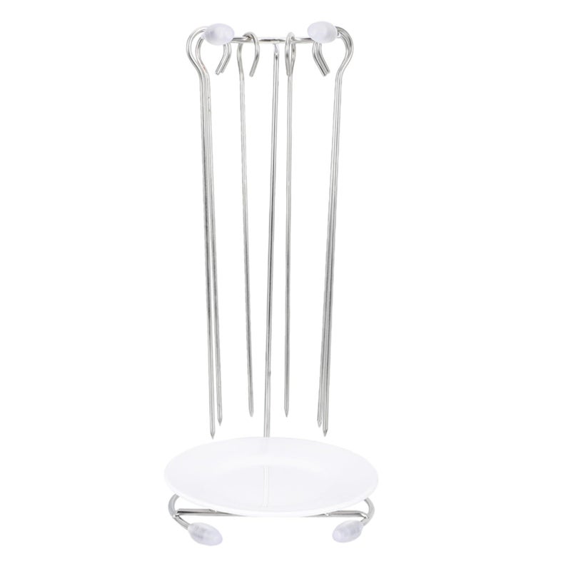Heavy Duty Stainless Steel Barbecue Skewer Rack with 10 Skewers for Grilling - Image 1