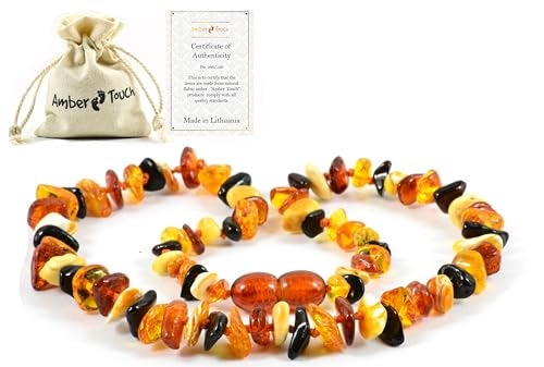 Amber-Touch RAW Baltic Amber Necklace - Natural Amber from Baltic Region, Genuine Amber (13in.) (H) - Image 1