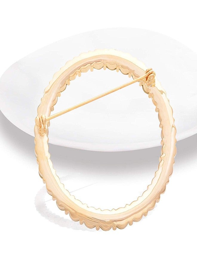 canjoyn Women's Elegant Zirconia Pearl Gold Open Ring Circle Wreath Brooch Pin Cardigan Scarf Lapel Pin Party Wedding Jewelry - Image 3