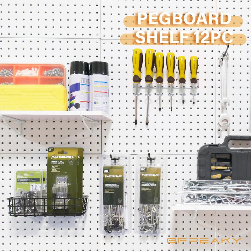 BFPeaky White Pegboard Shelf Set, 4 pcs Versatile Peg Board Shelving, Ideal Wood Pegboard Shelves for Efficient Storage and Organization Solutions - Image 4