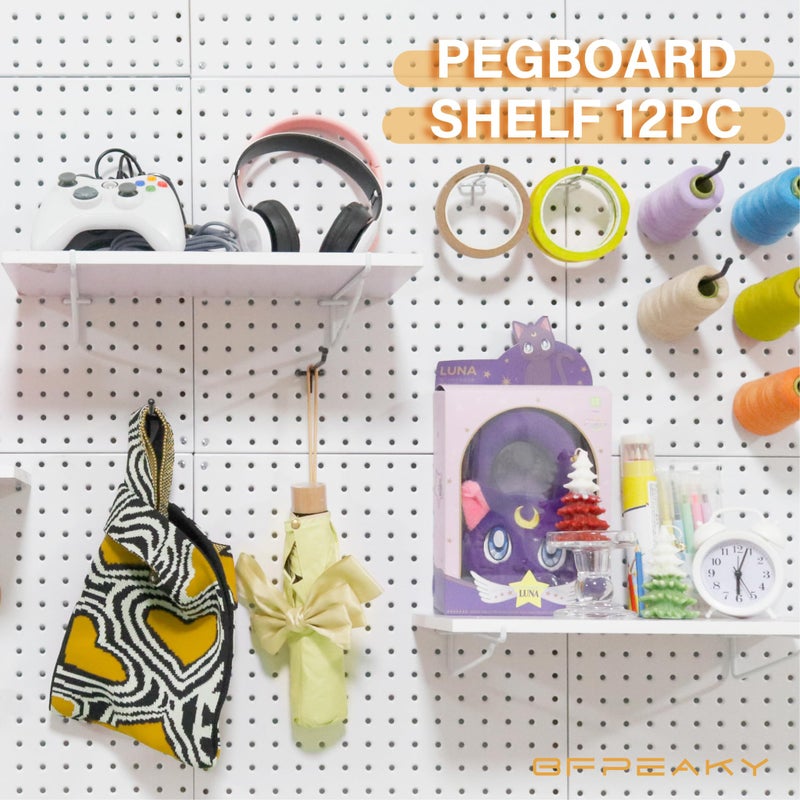 BFPeaky White Pegboard Shelf Set, 4 pcs Versatile Peg Board Shelving, Ideal Wood Pegboard Shelves for Efficient Storage and Organization Solutions - Image 5