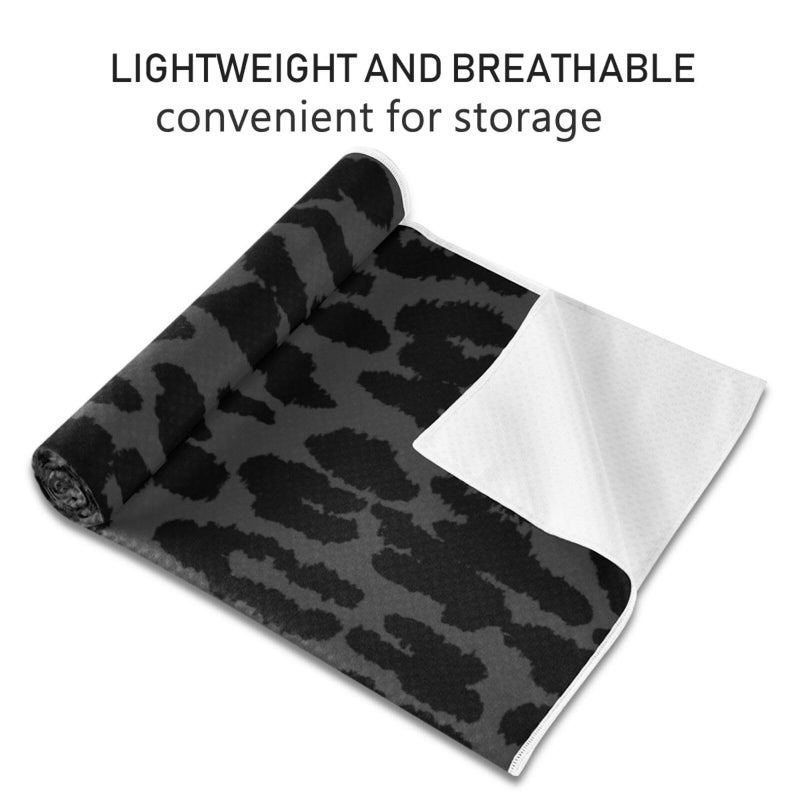 YETTASBIN Leopard Black Yoga Mat Towel, Non Slip Sweat Absorbent Hot Yoga Towel Portable Lightweight Travel Workout Towel with Storage Bag for Home Yoga, Pilates, Fitness 73x 27 Inch - Image 2