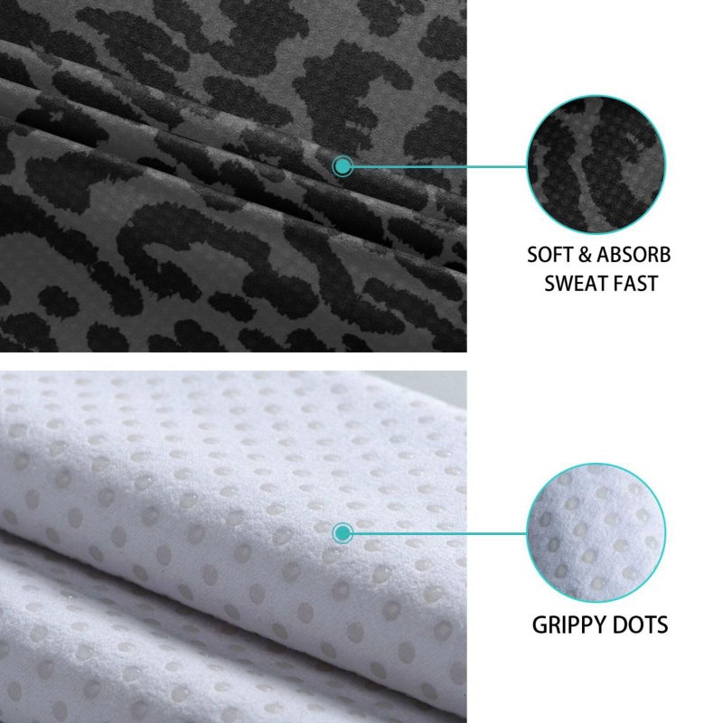 YETTASBIN Leopard Black Yoga Mat Towel, Non Slip Sweat Absorbent Hot Yoga Towel Portable Lightweight Travel Workout Towel with Storage Bag for Home Yoga, Pilates, Fitness 73x 27 Inch - Image 4