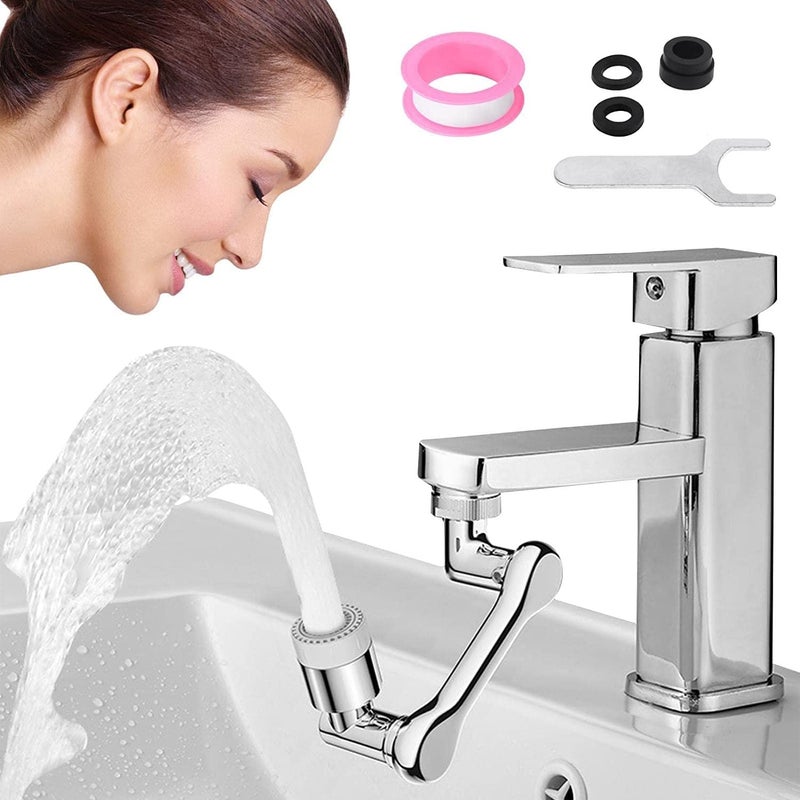 SHREESAMP 2 Gear Faucet Extender Aerator 1080 with Installation Accessories Solid Stainless Steel Dual Function for Kitchen Sink Rotatable Multi Functional Tap Filter for Bathroom Stainless Steel - Image 1