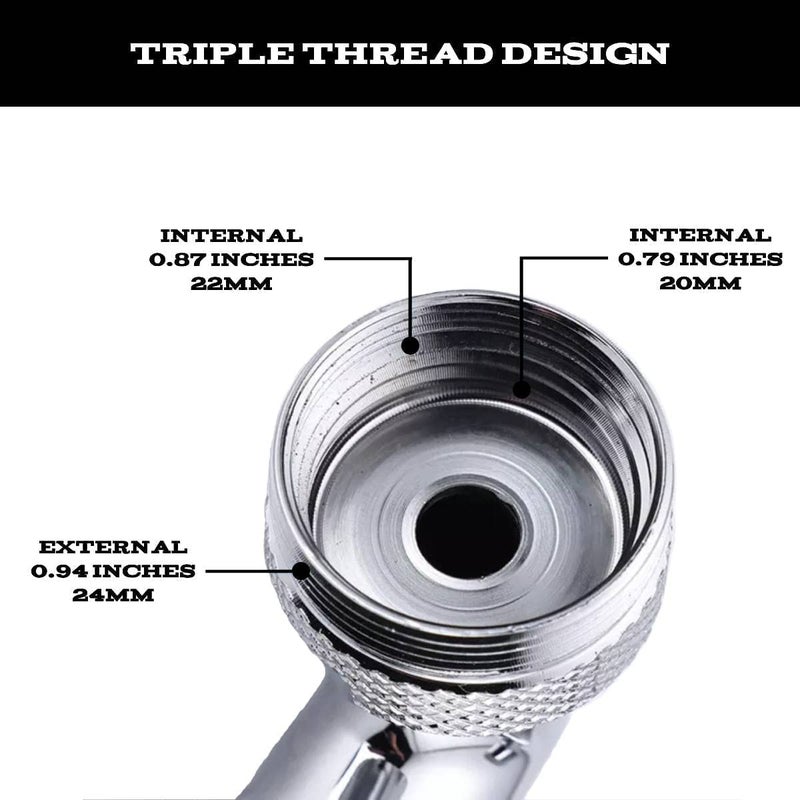 SHREESAMP 2 Gear Faucet Extender Aerator 1080 with Installation Accessories Solid Stainless Steel Dual Function for Kitchen Sink Rotatable Multi Functional Tap Filter for Bathroom Stainless Steel - Image 5