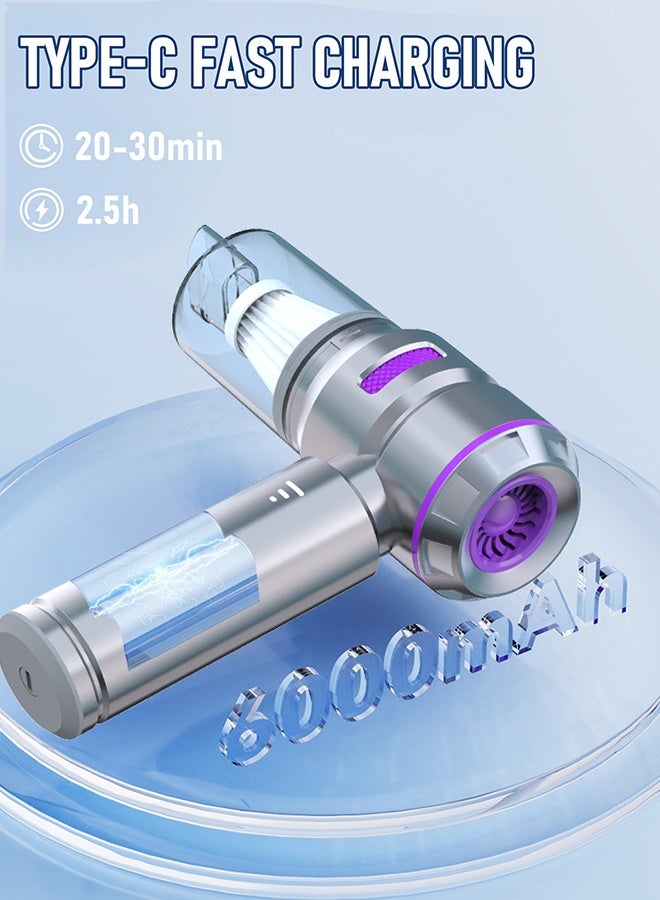 مكنسة كهربائية محمولة لاسلكية 16000PA مكنسة كهربائية صغيرة عالية الطاقة 4 في 1 مضخة الهواء مضغوط مروحة غبار محمولة مكنسة كهربائية مع ملحقات سيارة بدون فرشاة للرجال والنساء وأمهات وأبي هدية - Image 3