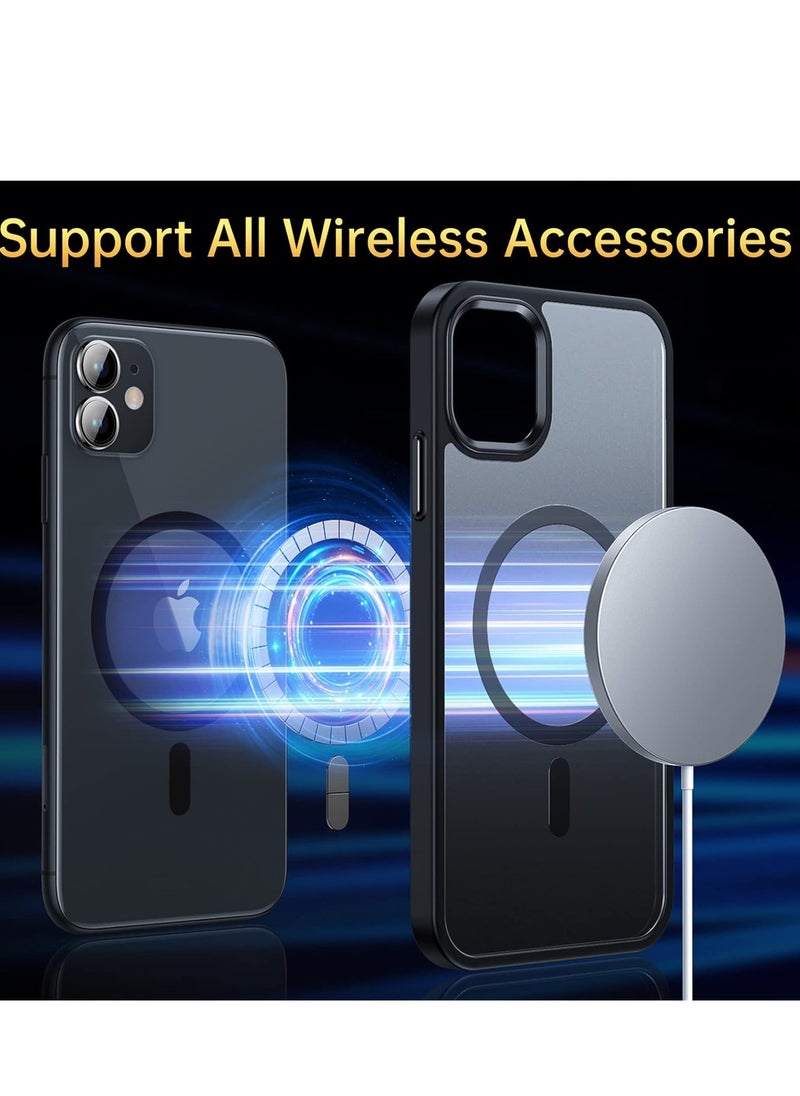 Denx - Magnetic Case for iPhone 11 6.1-Inch Compatible with MagSafe, Translucent Matte Back Slim Shockproof Phone Cover (Black) - Image 1