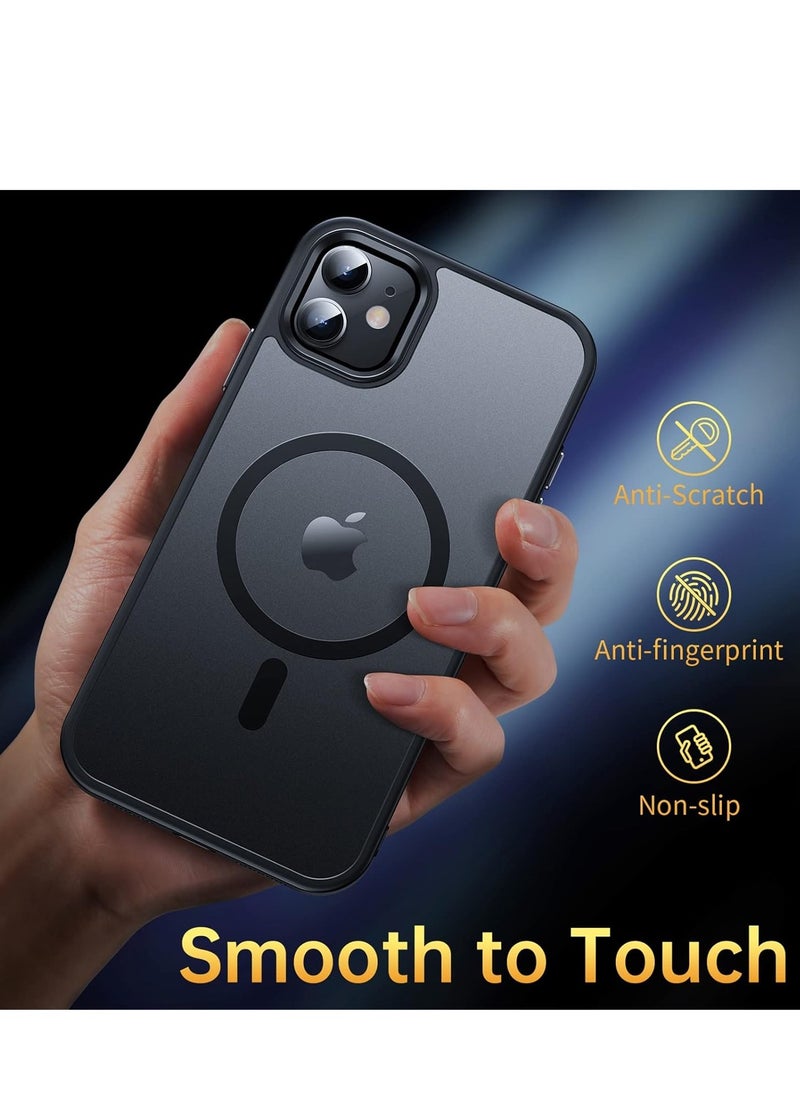 Denx - Magnetic Case for iPhone 11 6.1-Inch Compatible with MagSafe, Translucent Matte Back Slim Shockproof Phone Cover (Black) - Image 1