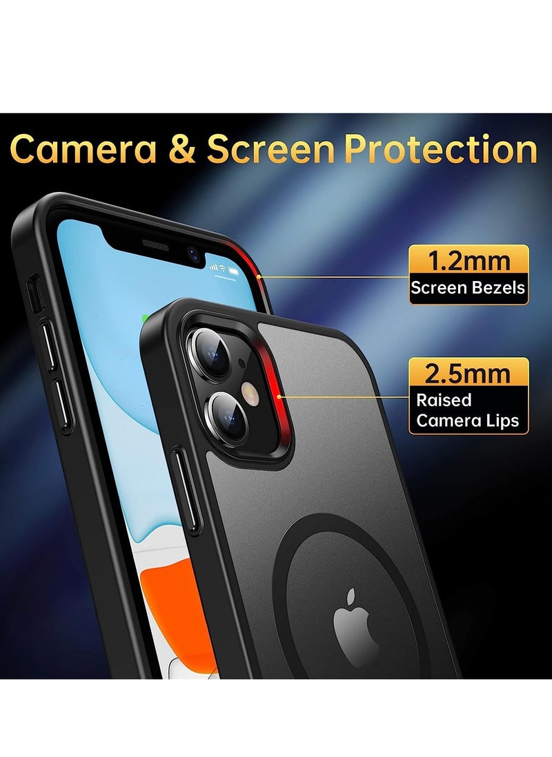 Denx - Magnetic Case for iPhone 11 6.1-Inch Compatible with MagSafe, Translucent Matte Back Slim Shockproof Phone Cover (Black) - Image 1