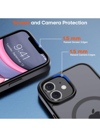 Magnetic case for iPhone 11, High Grade Drop Protection with Shockproof Strip, Translucent Matte Back Phone Case | Black - view 5