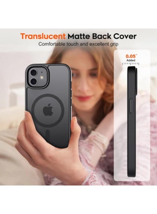 Magnetic case for iPhone 11, High Grade Drop Protection with Shockproof Strip, Translucent Matte Back Phone Case | Black - view 2