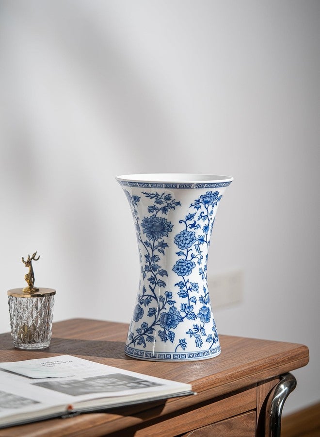 GaLouRo Modern Blue and White Porcelain Vase - Chinoiserie Ginger Jar for Home Decor, Floral Arrangement, 11-Inch Height Handcrafted Ceramic Vase - Image 2