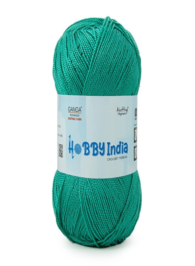 خيوط كروشيه جانجا أكروولز هوبي إنديا لجميع الفصول - 100% أكريليك - 400 متر - 100 غرام (عبوة من 3 كرات) اللون رقم 11، أخضر