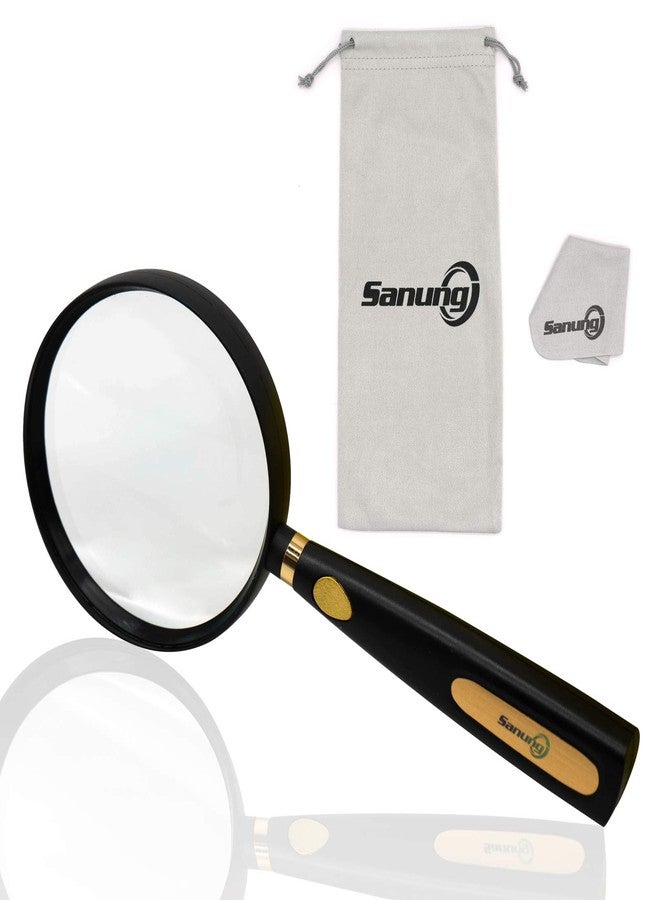 Sanung 5X Magnifying Glass Hand Held Reading Magnifier for Seniors & Kids Large Magnifying Lens with Non-Slip Handle for Reading Books Newspapers Hobbies Inspect - Image 1