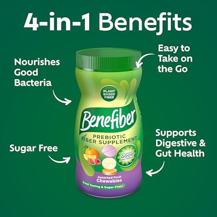 Benefiber Chewable Prebiotic Fiber Supplement Tablets for Digestive Health, Assorted Fruit Flavors - 100 Count - Image 2