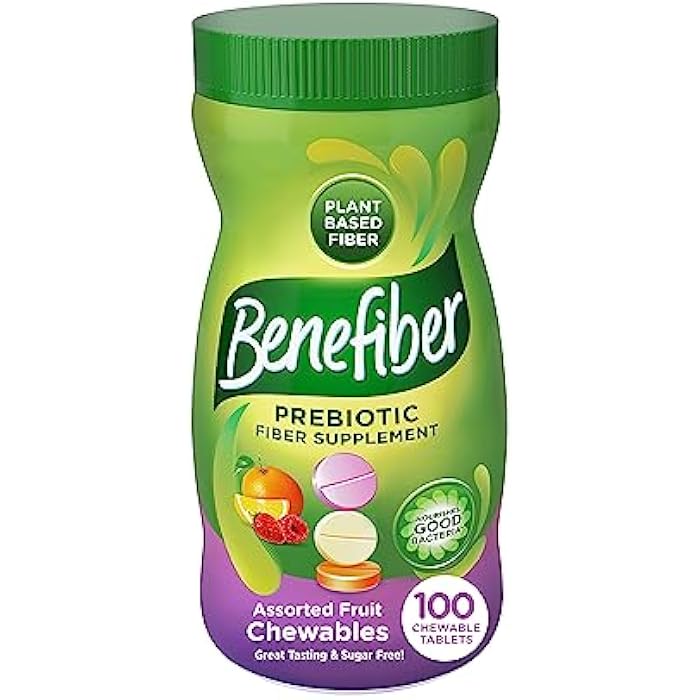 Benefiber Chewable Prebiotic Fiber Supplement Tablets for Digestive Health, Assorted Fruit Flavors - 100 Count - Image 1