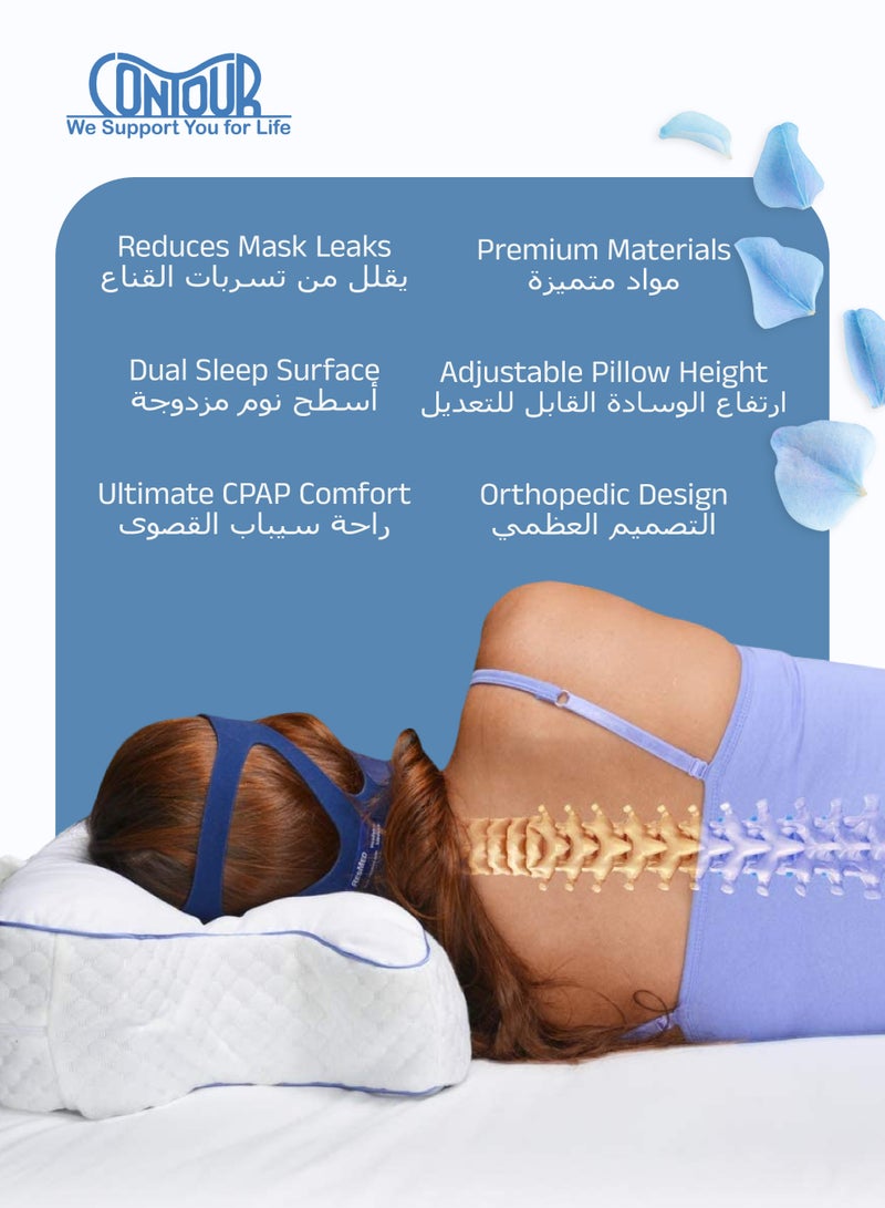 Contour CPAPMax® Pillow 2.0 | Advanced Comfort for CPAP Therapy | Adjustable Height | Dual Sleeping Surfaces | Ventilated Foam | Charcoal Infused Memory Foam | 50 x 30 x 12 CM - Image 3