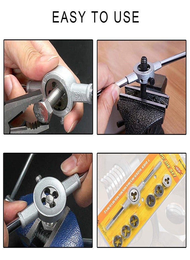 JONMON 8 Pcs Metric Die Set - Screw Die & Adjustable Wrench Holder with M3-M12 Dies Threading and Rethreading Cutting External Thread Processing Tapping Hand Tool Kit for Home DIY, Garage - Image 4