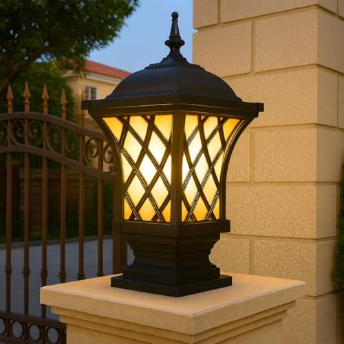 GIGAWATTS ‎Express Outdoor Gate Light – 101% Rust & Waterproof Die-Casting Aluminium Exterior Piller Lamp Base Mount for Garden, Boundary Walls & Home Entrances (B22 Holder, Bulb Not Included, Black) - Image 1