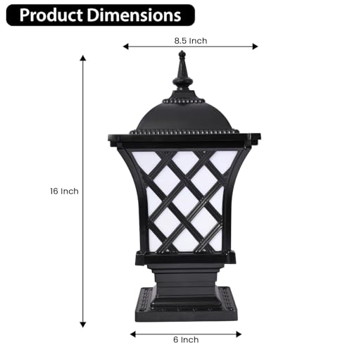 GIGAWATTS ‎Express Outdoor Gate Light – 101% Rust & Waterproof Die-Casting Aluminium Exterior Piller Lamp Base Mount for Garden, Boundary Walls & Home Entrances (B22 Holder, Bulb Not Included, Black) - Image 2